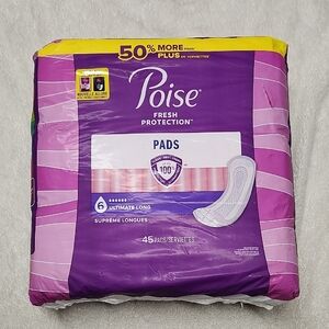New Poise Fresh Protection Pads 45 Count 6 Ultimate Long